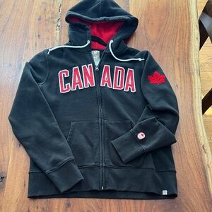 Hudson Bay Olympic Canada Black Hoodie with Red Canada Design